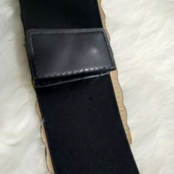 Black Gothic Rhinestone Beaded Decorative Gemstone Buckle Elastic Wide Belt - Picture 6 of 10